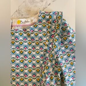 Mini Boden blue and white patterned poplin dress size 8-9